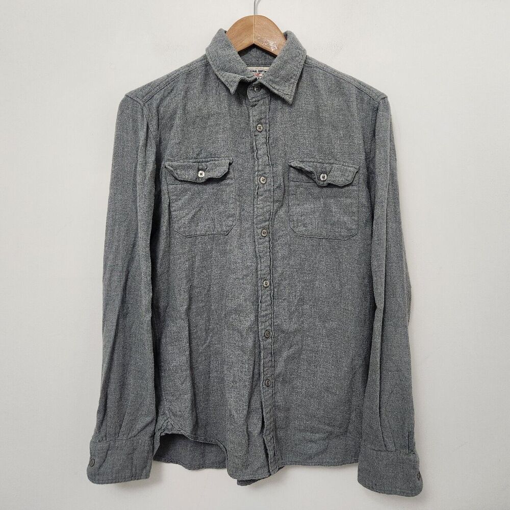 JEFFREY MAX Men's Gray Long Sleeve Button Up Flannel Shirt Size S